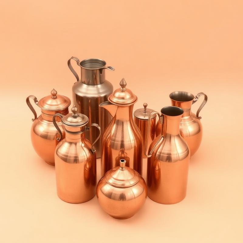 Pure copper water bottles and serving sets